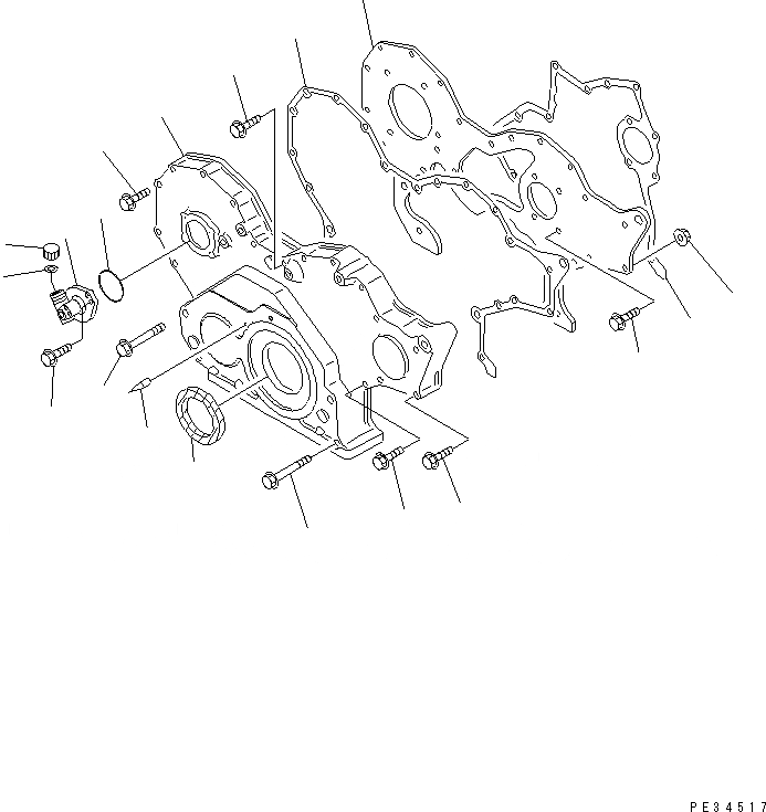 Схема запчастей Komatsu S6D108E-2A-S6 - ПЕРЕДН. COVER(№-97) ДВИГАТЕЛЬ