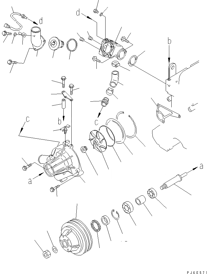 Схема запчастей Komatsu S6D108E-2A-S6 - ВОДЯНАЯ ПОМПА(№98-) ДВИГАТЕЛЬ