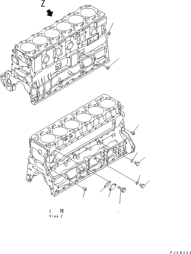 Схема запчастей Komatsu S6D108E-2A-N6 - БЛОК ЦИЛИНДРОВ КРЕПЛЕНИЕ (БЕЗ COVER)(№9-) ДВИГАТЕЛЬ