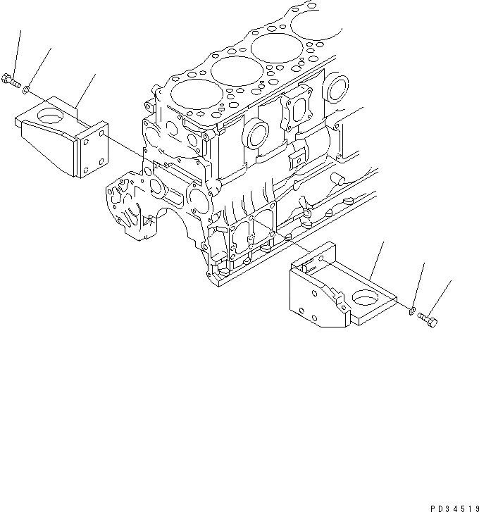 Схема запчастей Komatsu S6D108E-2A-N6 - КРЕПЛЕНИЕ ДВИГАТЕЛЯ(№-) ДВИГАТЕЛЬ