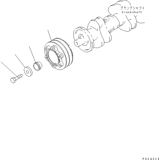 Схема запчастей Komatsu S6D108E-2A-N6 - ШКИВ КОЛЕНВАЛА (НЕ ЗАКАЛЕНН. ШКИВ)(№98-) ДВИГАТЕЛЬ