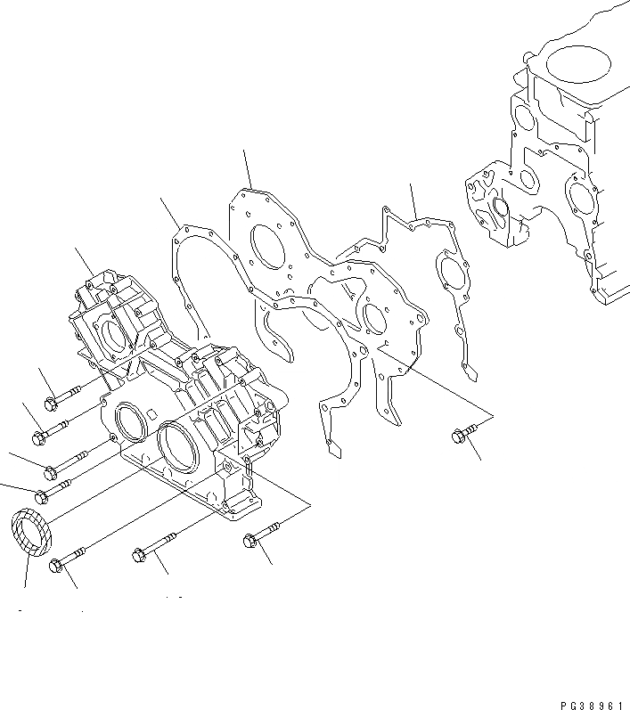 Схема запчастей Komatsu S6D108-1C-6 - ПЕРЕДН. COVER ДВИГАТЕЛЬ