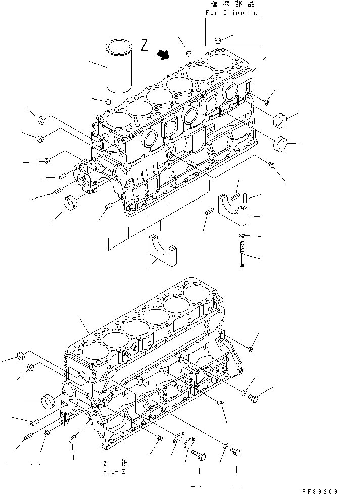 Схема запчастей Komatsu S6D108-1E-6S - БЛОК ЦИЛИНДРОВ(№-) ДВИГАТЕЛЬ