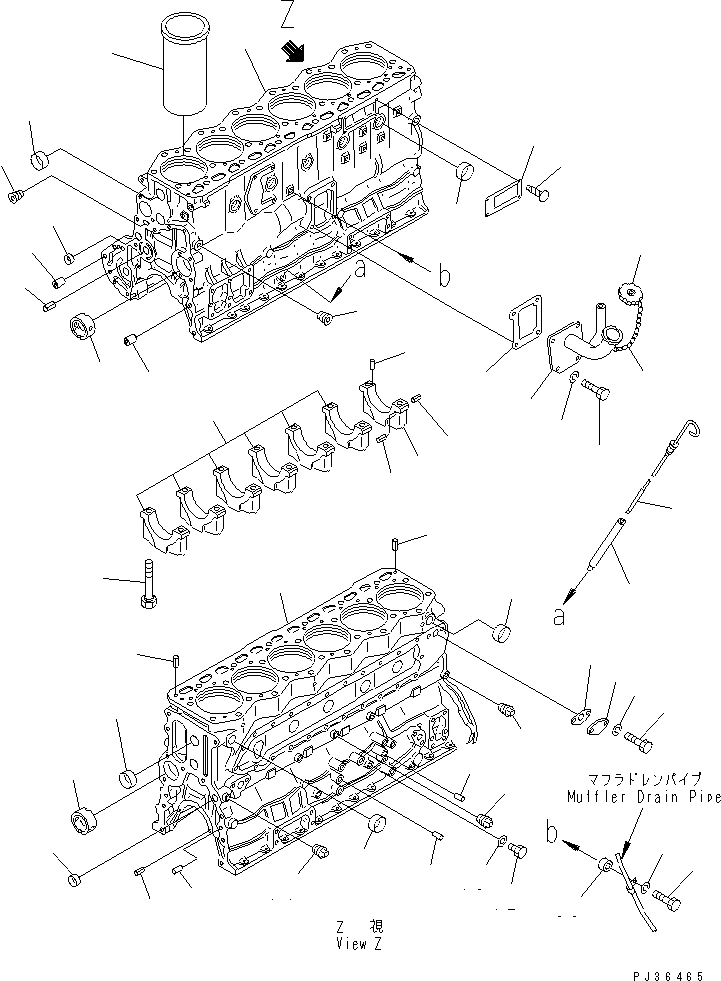 Схема запчастей Komatsu S6D110-1A - БЛОК ЦИЛИНДРОВ(№7-) БЛОК ЦИЛИНДРОВ