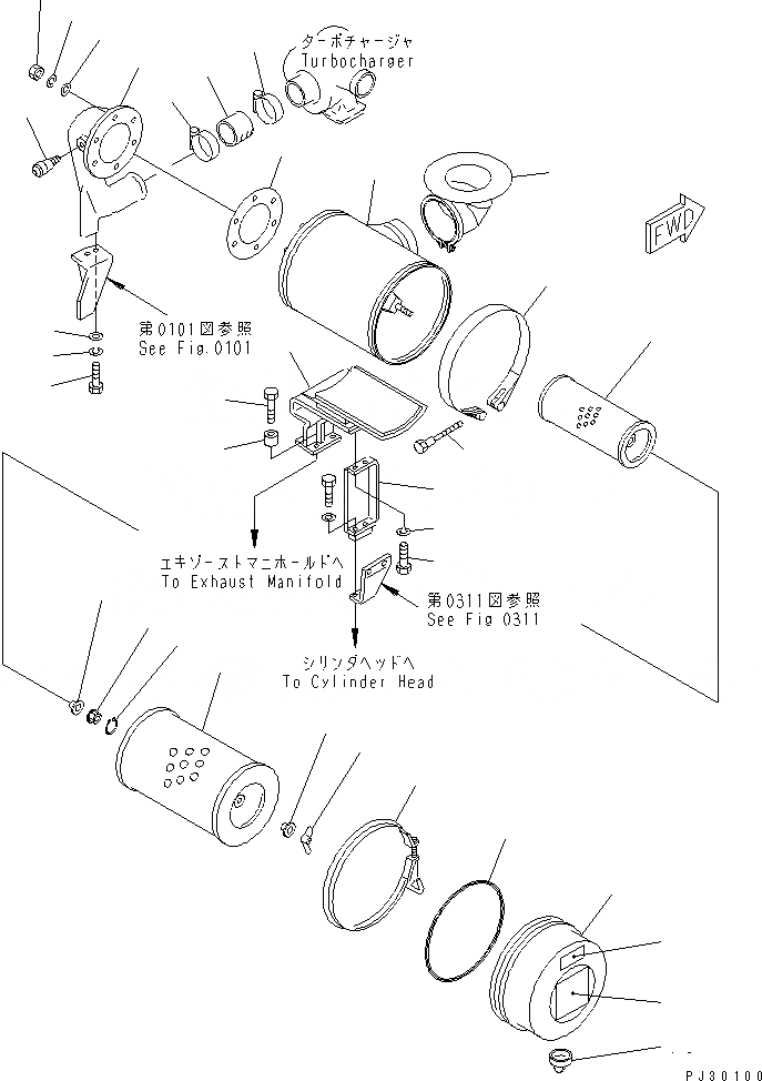 Схема запчастей Komatsu S6D110-1A - ВОЗДУХООЧИСТИТЕЛЬ И КРЕПЛЕНИЕ ГОЛОВКА ЦИЛИНДРОВ
