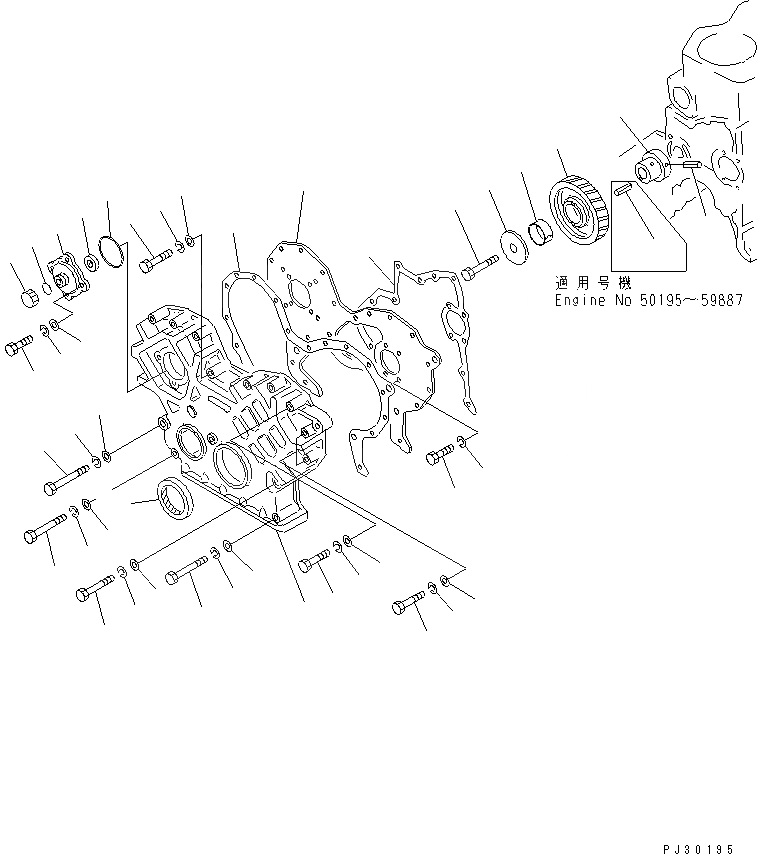 Схема запчастей Komatsu S6D110-1B - ПЕРЕДН. КРЫШКАAND ПРИВОД БЛОК ЦИЛИНДРОВ