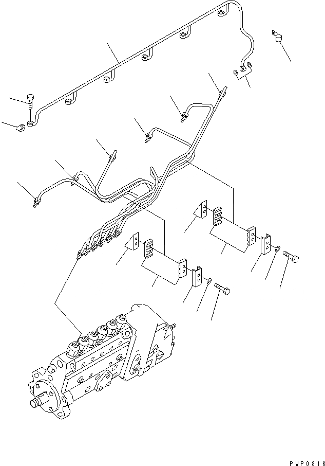 Схема запчастей Komatsu S6D114E-1A-W - ТРУБКИ ВПРЫСКА(№98-) ДВИГАТЕЛЬ