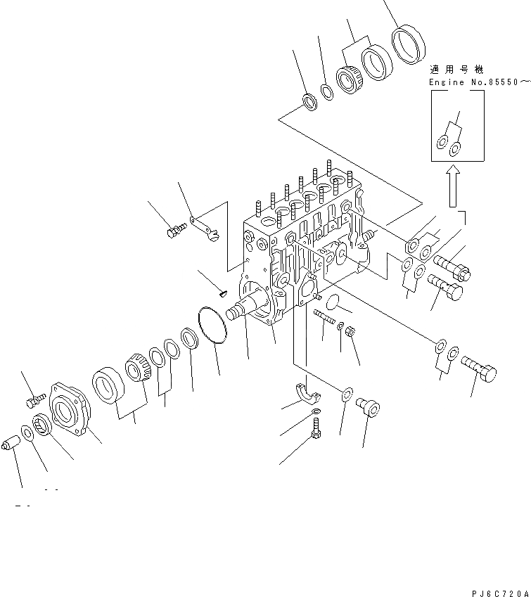 Схема запчастей Komatsu S6D125E-2A-6 - ТОПЛ. НАСОС (НАСОС) (/) (ВНУТР. ЧАСТИ)(№9-) ДВИГАТЕЛЬ