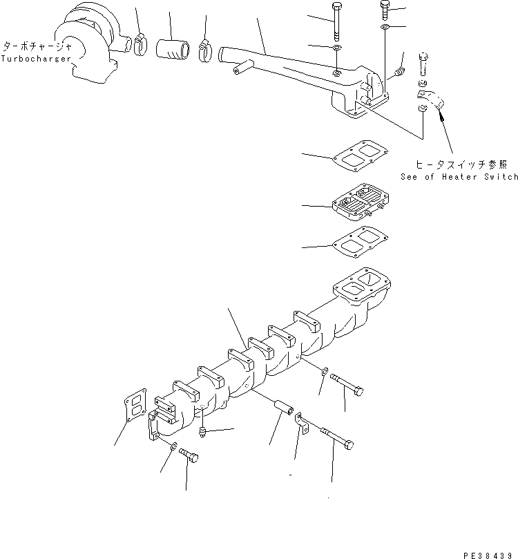 Схема запчастей Komatsu S6D125E-2H - ТРУБОПРОВОД ВПУСКА ВОЗДУХА(№8-) ДВИГАТЕЛЬ