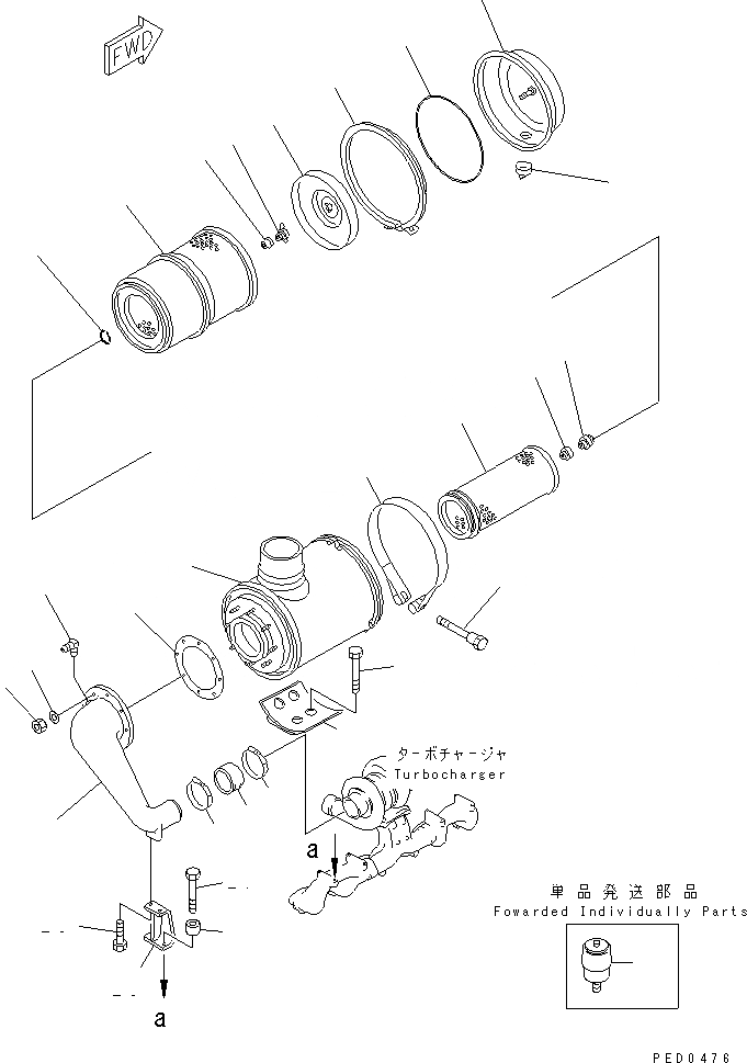 Схема запчастей Komatsu S6D125E-2J-6 - ВОЗДУХООЧИСТИТЕЛЬ(№88-8) ДВИГАТЕЛЬ