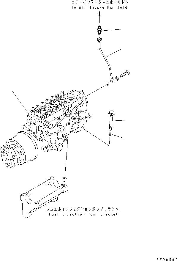 Схема запчастей Komatsu S6D125E-2J-6 - КРЕПЛЕНИЕ ТОПЛ. НАСОСА(№88-97) ДВИГАТЕЛЬ