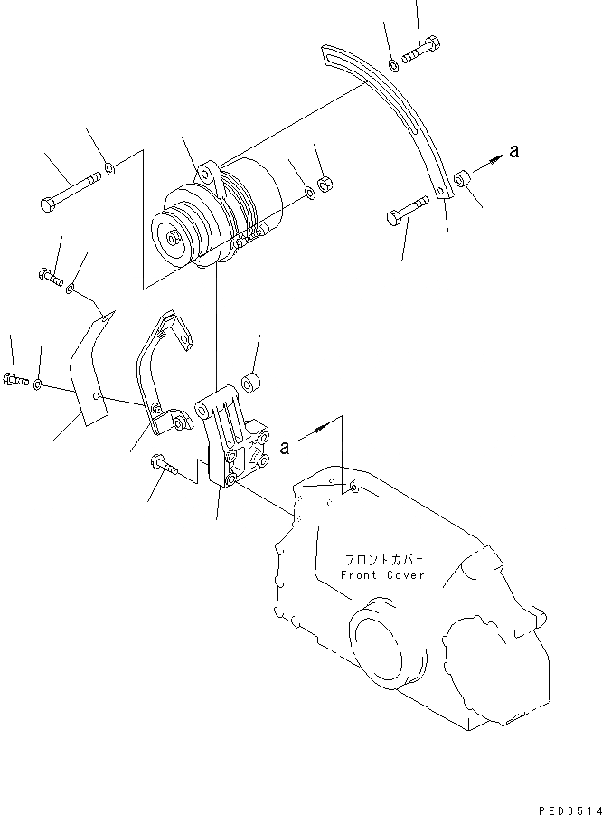 Схема запчастей Komatsu S6D125E-2J-6 - ALTERNATER КРЕПЛЕНИЕ (A) (С ЗАКАЛЕННЫМ ШКИВОМ) (С COVER) (С КОНДИЦИОНЕРОМ)(№88-) ДВИГАТЕЛЬ