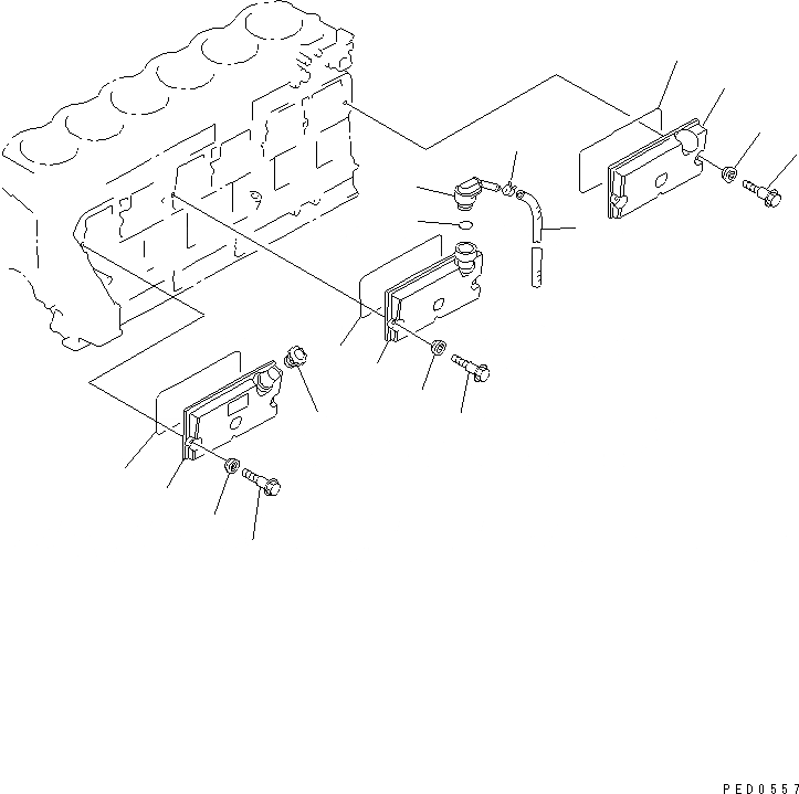 Схема запчастей Komatsu S6D125E-2L-6 - КРЫШКА ТОЛКАТЕЛЕЙ КЛАПАНА(№7-) ДВИГАТЕЛЬ