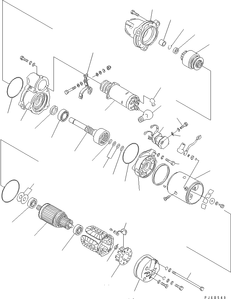 Схема запчастей Komatsu S6D125E-2L-6 - СТАРТЕР (7.KW) (ВНУТР. ЧАСТИ)(№7-) ДВИГАТЕЛЬ