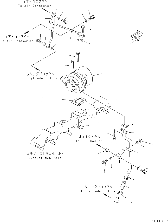 Схема запчастей Komatsu S6D125E-2M-6 - МАСЛОПРОВОДЯЩИЕ ТРУБКИ ТУРБОНАГНЕТАТЕЛЯ(№-) ДВИГАТЕЛЬ