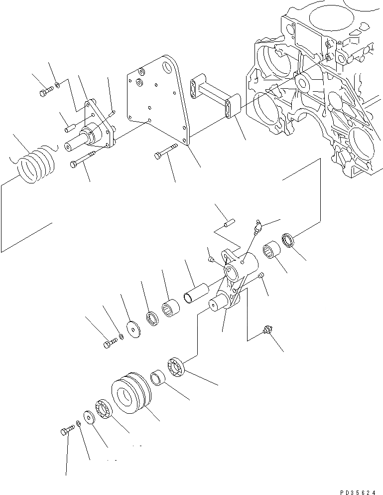Схема запчастей Komatsu S6D125E-2C-6 - ПРИВОД ВЕНТИЛЯТОРА(№-) ДВИГАТЕЛЬ