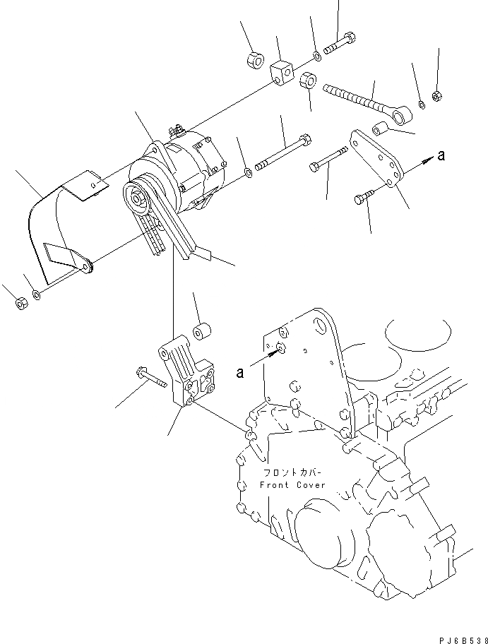 Схема запчастей Komatsu S6D125E-2C-6 - ALTERNATER КРЕПЛЕНИЕ (A) (С ЗАКАЛЕННЫМ ШКИВОМ)(№788-) ДВИГАТЕЛЬ