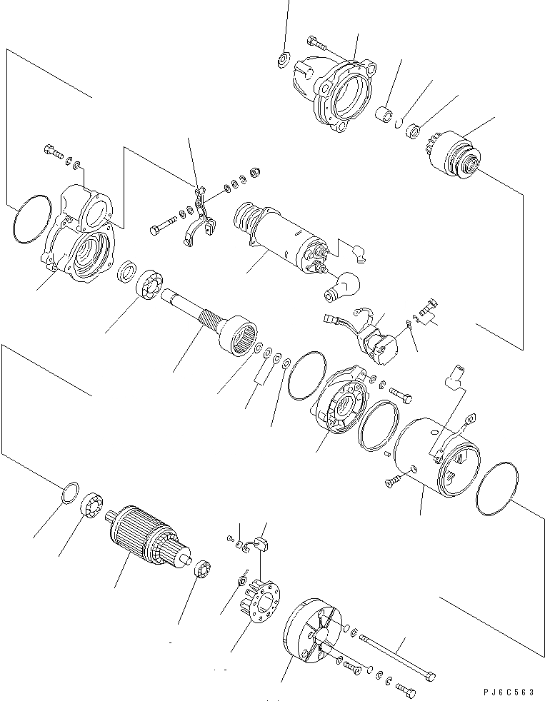 Схема запчастей Komatsu S6D125E-2C-6 - СТАРТЕР (7.KW) (ВНУТР. ЧАСТИ)(№8-) ДВИГАТЕЛЬ