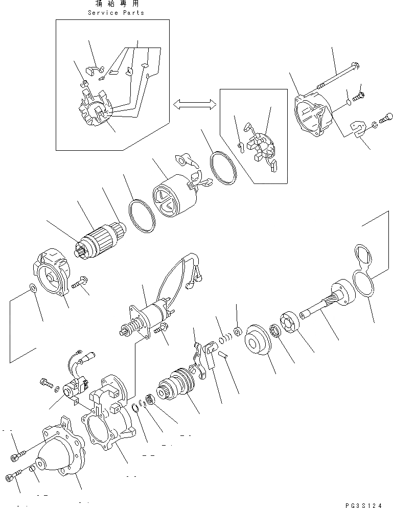 Схема запчастей Komatsu S6D125-1VV-R - СТАРТЕР (KW) (B СПЕЦ-Я.) (КРОМЕ ЯПОН.)(№7-) ЭЛЕКТРИКА