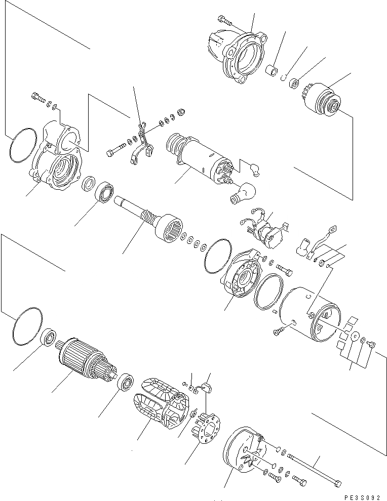 Схема запчастей Komatsu S6D125E-2E-6 - СТАРТЕР (7.KW) (ВНУТР. ЧАСТИ)(№8-898) ДВИГАТЕЛЬ