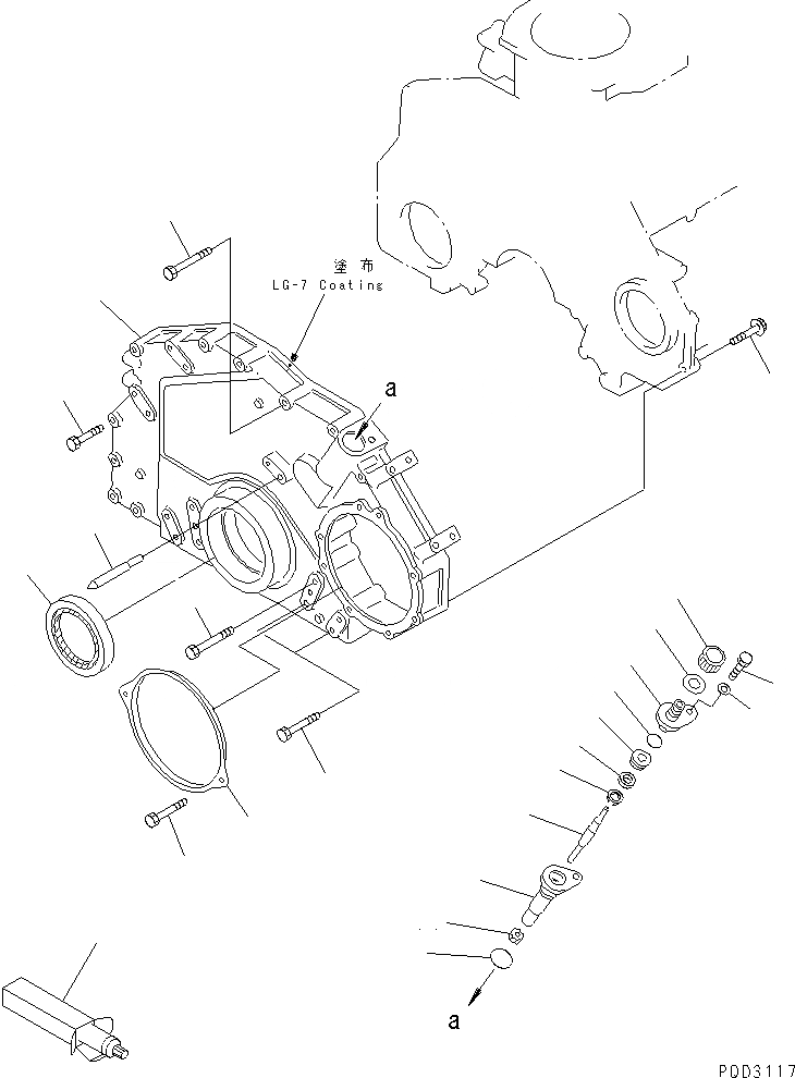 Схема запчастей Komatsu S6D125E-2F-6 - ПЕРЕДН. COVER(№88-777) ДВИГАТЕЛЬ