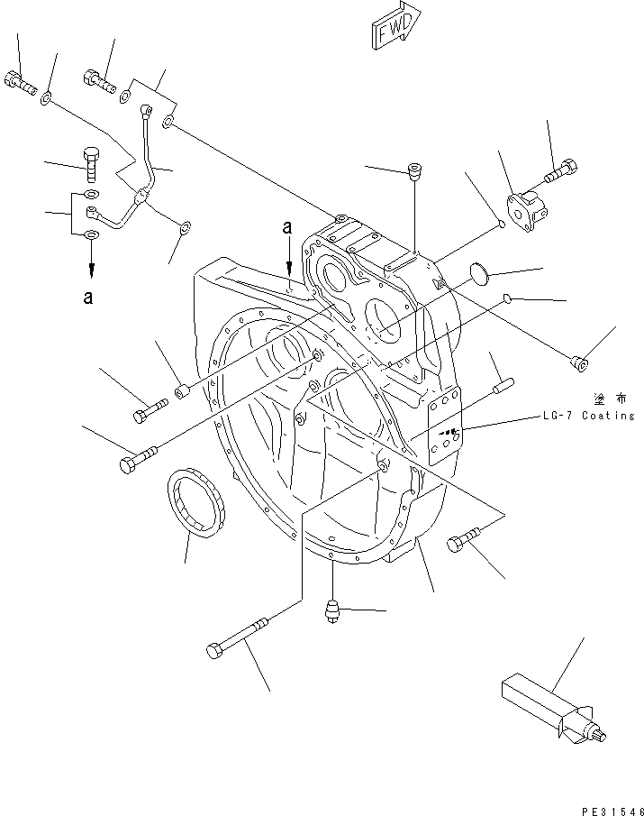 Схема запчастей Komatsu S6D125E-2F-6 - КАРТЕР МАХОВИКА(№879-) ДВИГАТЕЛЬ