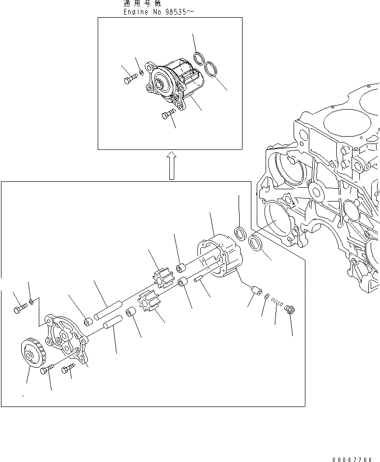 Схема запчастей Komatsu S6D125E-2F-6 - МАСЛ. НАСОС ДВИГАТЕЛЬ