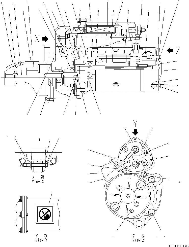 Схема запчастей Komatsu S6D125E-2F-6 - СТАРТЕР (7.KW) (ВНУТР. ЧАСТИ)(№9-) ДВИГАТЕЛЬ