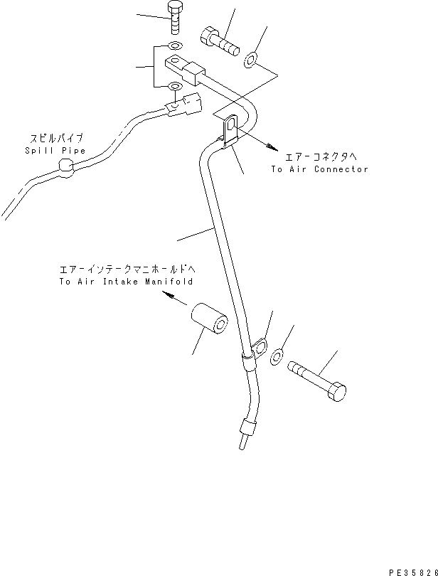 Схема запчастей Komatsu S6D125E-2A-6 - ВОЗВРАТ ТОПЛИВА(№8-) ДВИГАТЕЛЬ