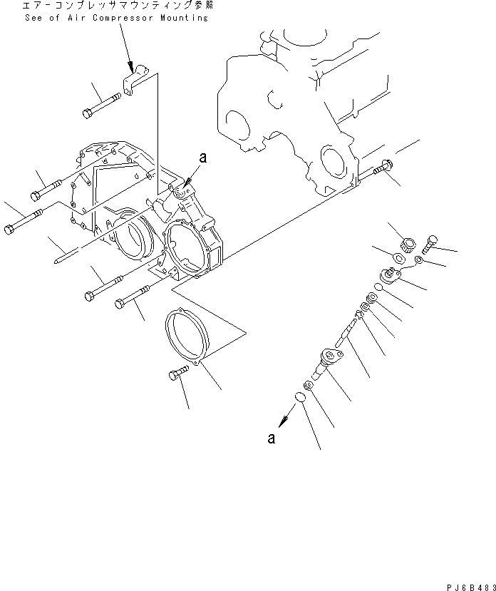 Схема запчастей Komatsu S6D125E-2L-6 - ПЕРЕДН. КРЫШКАКРЕПЛЕНИЕ(№778-) ДВИГАТЕЛЬ