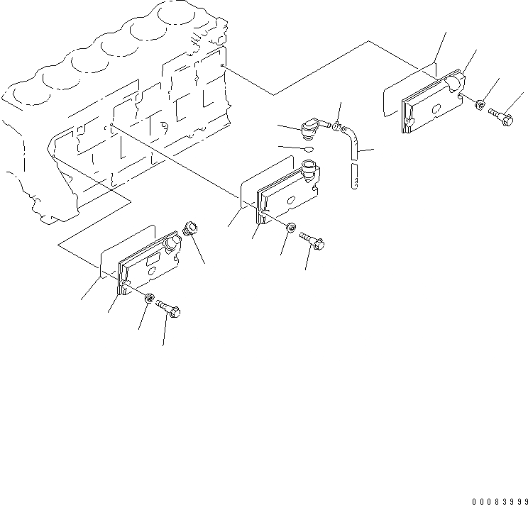 Схема запчастей Komatsu S6D125E-2L-6 - КРЫШКА ТОЛКАТЕЛЕЙ КЛАПАНА(№997-) ДВИГАТЕЛЬ