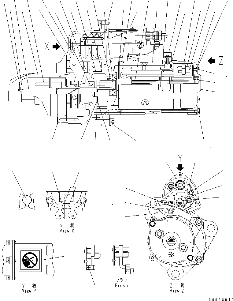 Схема запчастей Komatsu S6D125E-2L-6 - СТАРТЕР (7.KW) (ВНУТР. ЧАСТИ)(№9-) ДВИГАТЕЛЬ