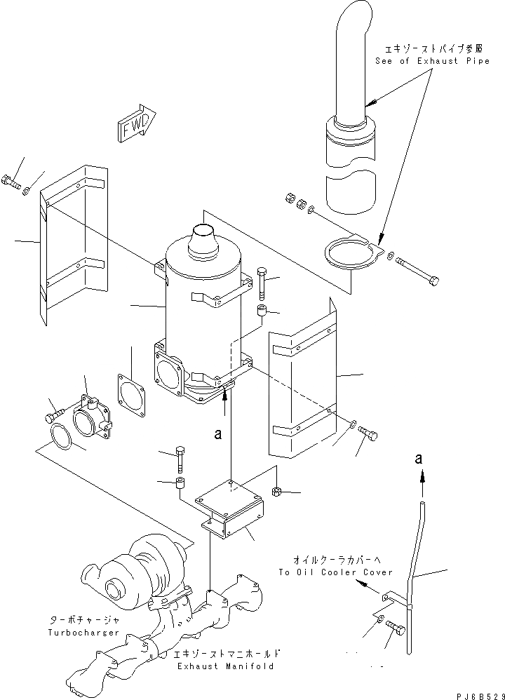 Схема запчастей Komatsu S6D125E-2J-6 - ГЛУШИТЕЛЬ (С COVER)(№8-) ДВИГАТЕЛЬ