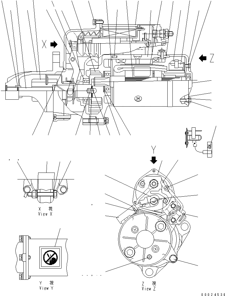 Схема запчастей Komatsu S6D125E-2J-6 - СТАРТЕР (KW) (ВНУТР. ЧАСТИ)(№9-) ДВИГАТЕЛЬ
