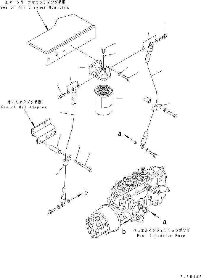 Схема запчастей Komatsu S6D125E-2E-6 - ТОПЛИВН. ФИЛЬТР. (С ПОДОГРЕВ RESISTING ШЛАНГИ)(№8-) ДВИГАТЕЛЬ