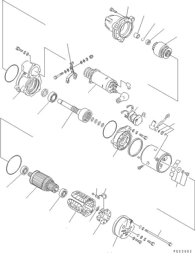 Схема запчастей Komatsu S6D125E-2E-6 - СТАРТЕР (7.KW) (ВНУТР. ЧАСТИ)(№8-898) ДВИГАТЕЛЬ