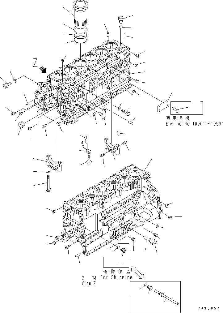 Схема запчастей Komatsu S6D125-1EE-FW - БЛОК ЦИЛИНДРОВ ДВИГАТЕЛЬ
