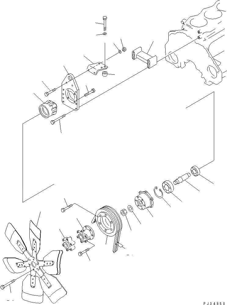 Схема запчастей Komatsu S6D125-1EE-FW - ВЕНТИЛЯТОР ОХЛАЖДЕНИЯ И КРЕПЛЕНИЕ (ВСАСЫВ. ВЕНТИЛЯТОР ТИП) ДВИГАТЕЛЬ