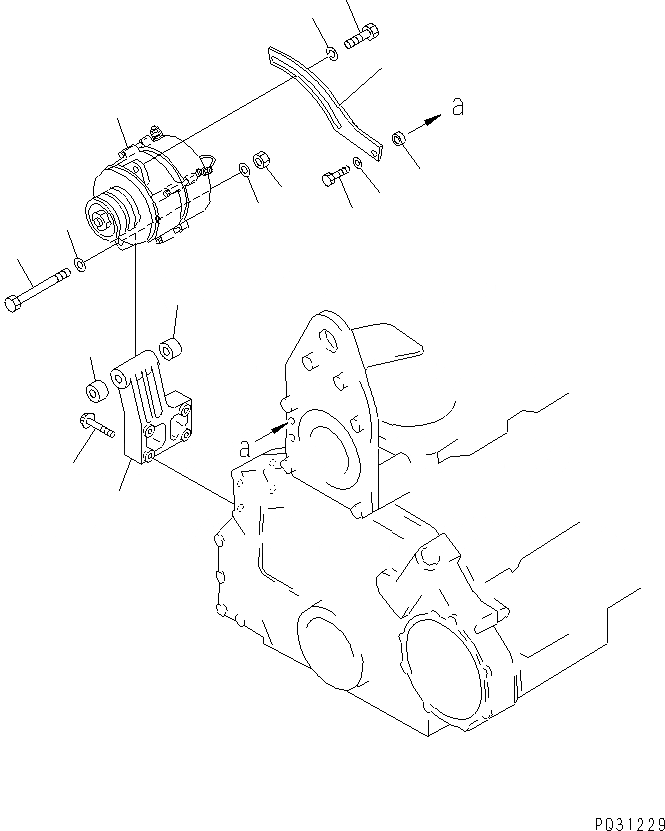 Схема запчастей Komatsu S6D125-1EE-FW - ГЕНЕРАТОР И КРЕПЛЕНИЕ (A) ДВИГАТЕЛЬ