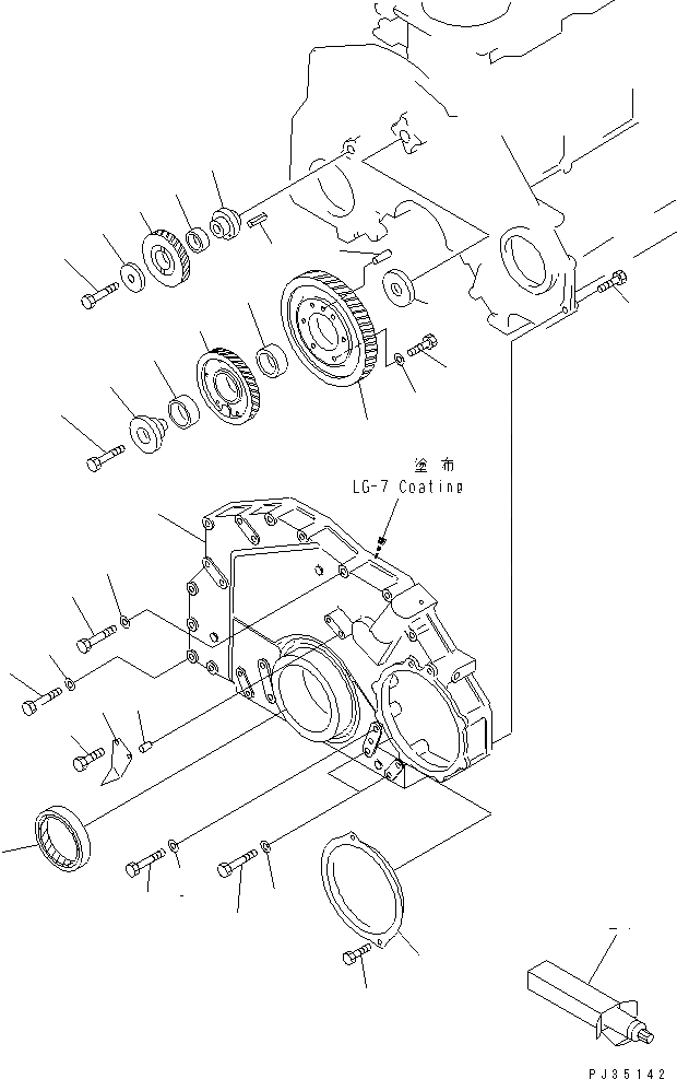 Схема запчастей Komatsu S6D125-1S-FA - ПЕРЕДН. COVER(№89-) ДВИГАТЕЛЬ