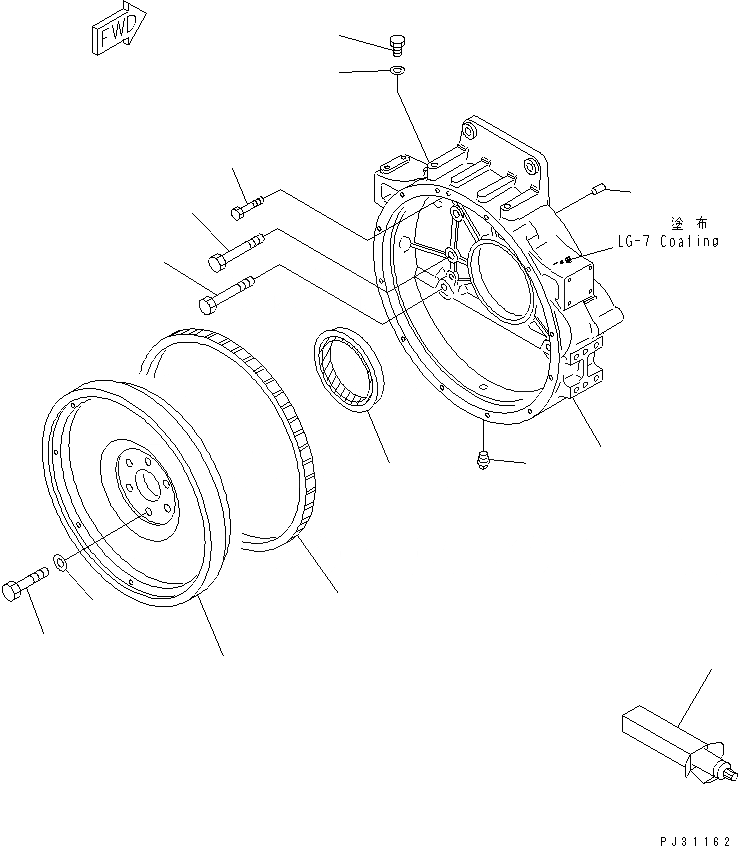 Схема запчастей Komatsu S6D125-1VV-FA - МАХОВИК И КАРТЕР МАХОВИКА (B СПЕЦ-Я.)(№7-) ДВИГАТЕЛЬ