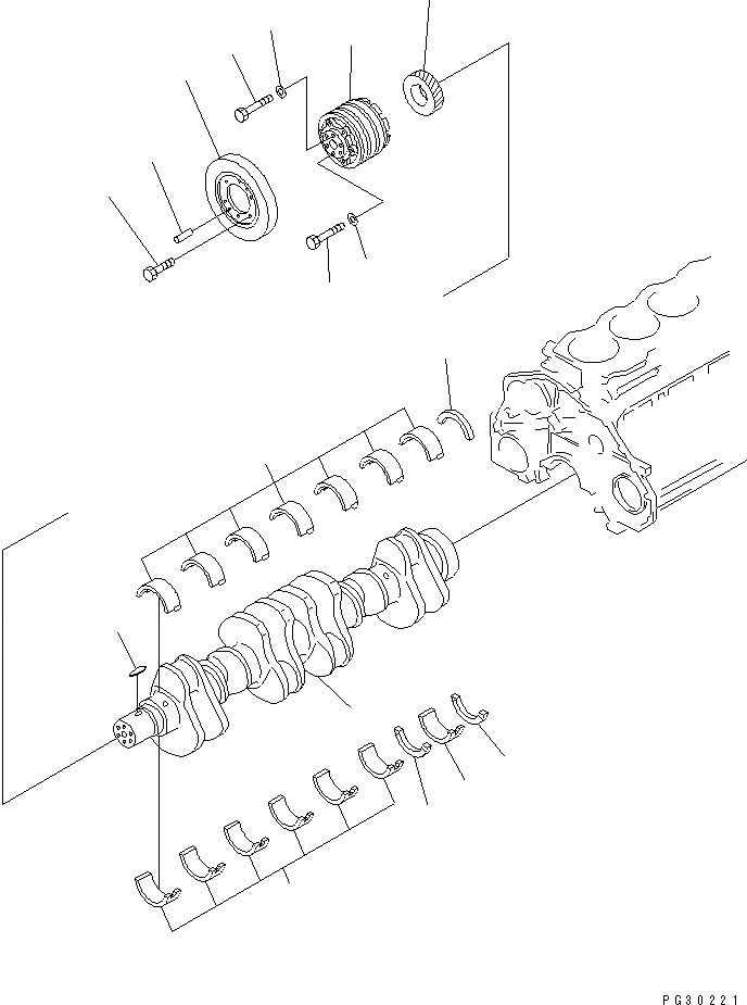 Схема запчастей Komatsu S6D125-1VV-FA - КОЛЕНВАЛ(№-) ДВИГАТЕЛЬ