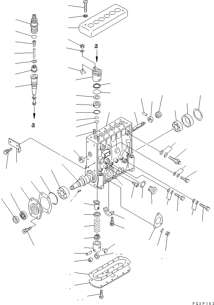 Схема запчастей Komatsu S6D125-1M-FA - ТОПЛ. НАСОС (НАСОС) (ВНУТР. ЧАСТИ) (LOG ПОГРУЗ.)(№7-) ДВИГАТЕЛЬ