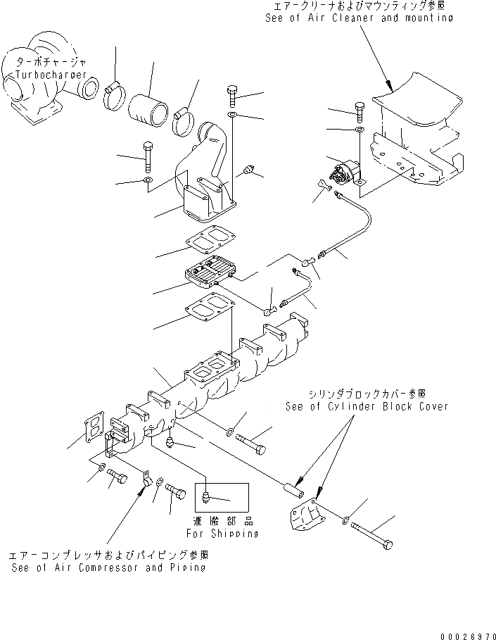 Схема запчастей Komatsu S6D125-1KK-FW - ТРУБОПРОВОД ВПУСКА ВОЗДУХА И СОЕДИН-Е(№7-) ДВИГАТЕЛЬ