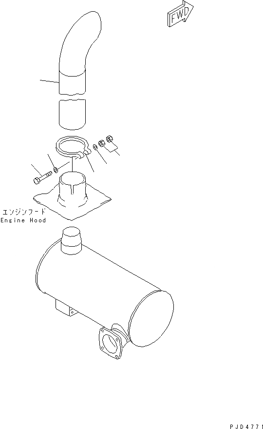 Схема запчастей Komatsu S6D125-1AM-FW - ВЫХЛОПНАЯ ТРУБА(№89-) ДВИГАТЕЛЬ