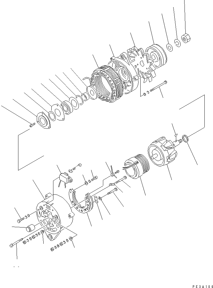 Схема запчастей Komatsu S6D125-1CC-FW - ГЕНЕРАТОР (A) (ВНУТР. ЧАСТИ)(№-) ДВИГАТЕЛЬ