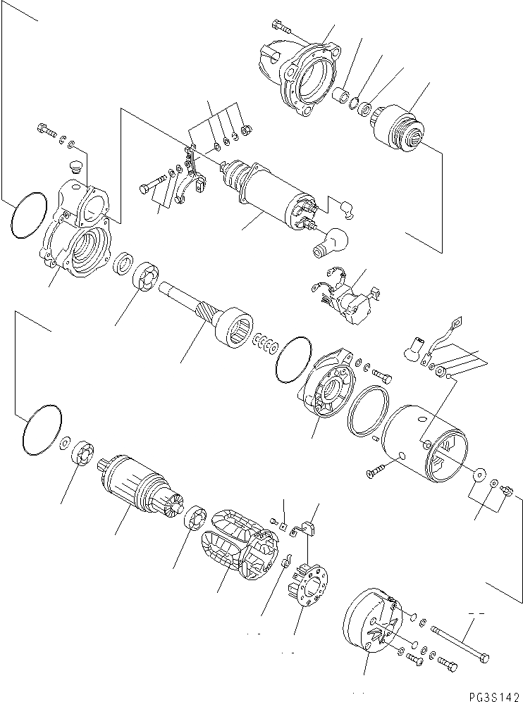 Схема запчастей Komatsu S6D125-1CC-FW - СТАРТЕР (7.KW) (ВНУТР. ЧАСТИ)(№-) ДВИГАТЕЛЬ