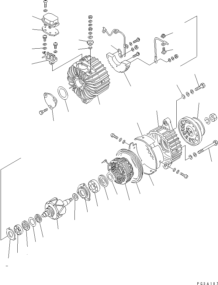 Схема запчастей Komatsu S6D125-1E-FA - ГЕНЕРАТОР (A) (ВНУТР. ЧАСТИ) (ANTI-CORROSIVE ТИП)(№99-) ДВИГАТЕЛЬ