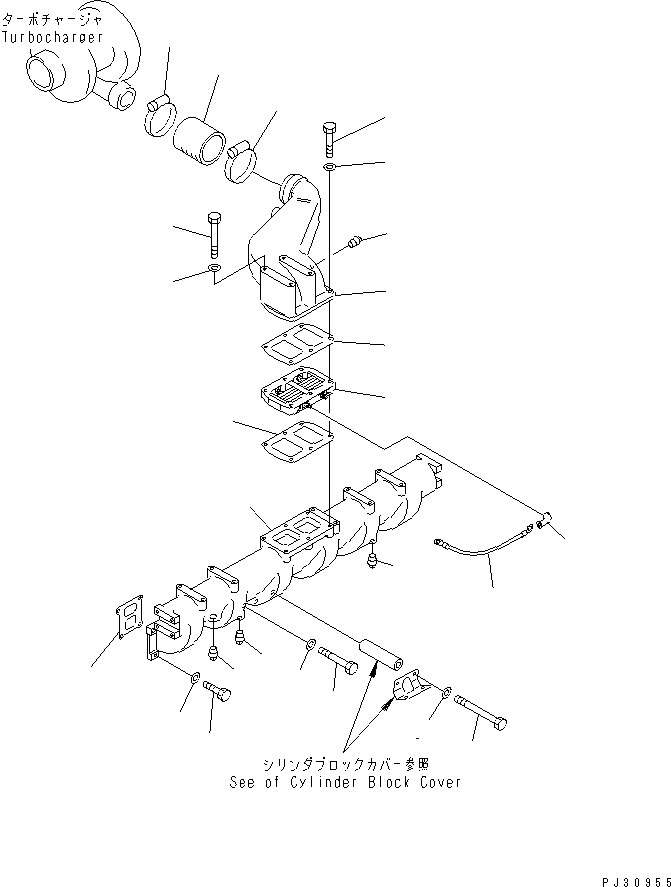 Схема запчастей Komatsu S6D125-1D-FE - ТРУБОПРОВОД ВПУСКА ВОЗДУХА И СОЕДИН-Е ДВИГАТЕЛЬ