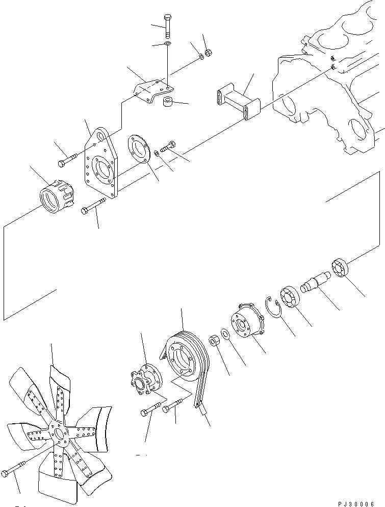 Схема запчастей Komatsu S6D125-1D-FE - ВЕНТИЛЯТОР ОХЛАЖДЕНИЯ И КРЕПЛЕНИЕ(№98-) ДВИГАТЕЛЬ